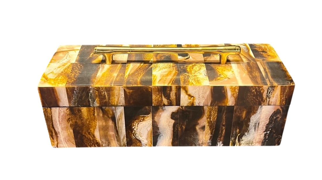DECORATIVE BOX W/ GOLD HANDLE (1 of 3)