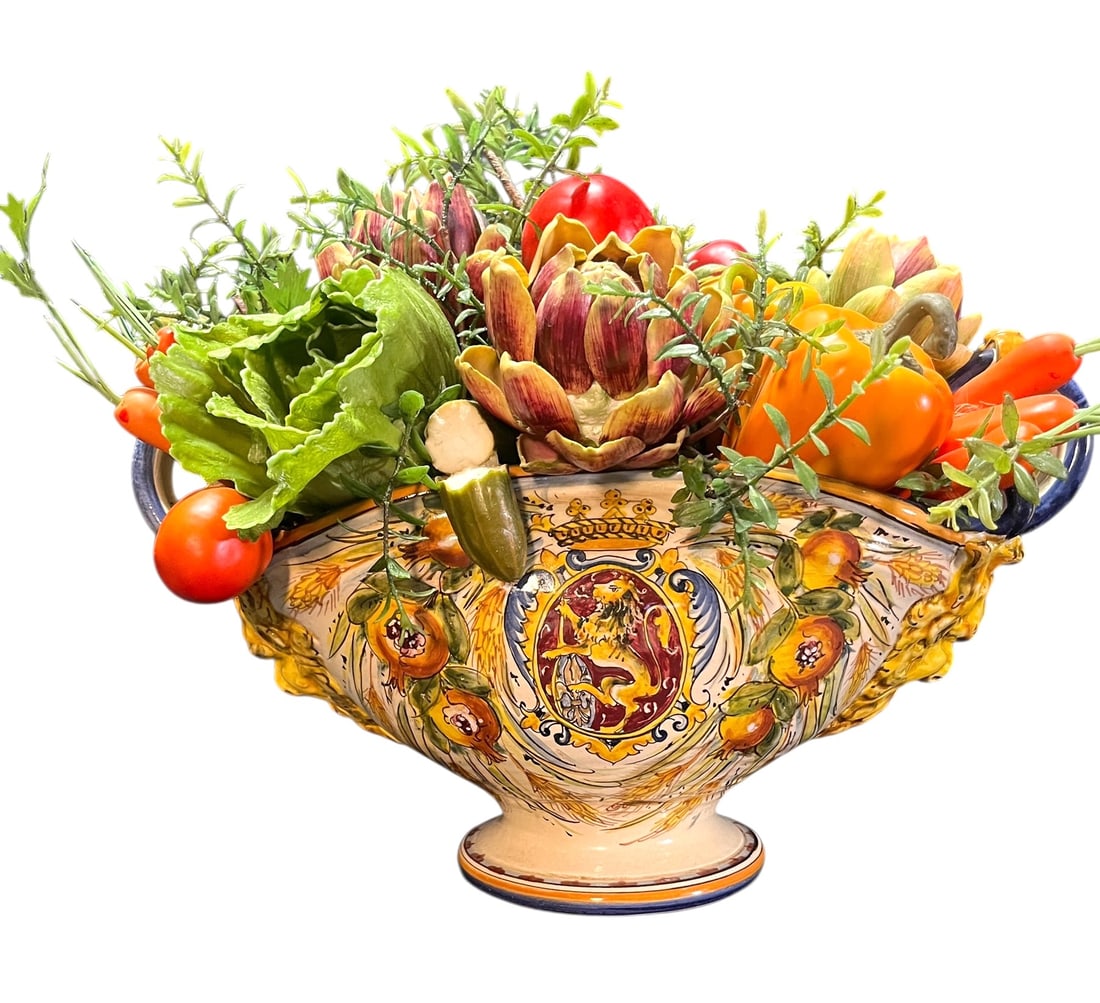 VINTAGE ITALIAN MAJOLICA BOWL: VINTAGE ITALIAN MAJOLICA BOWL. Height: 16 in. by Width: 21 in. by Depth: 12 in.