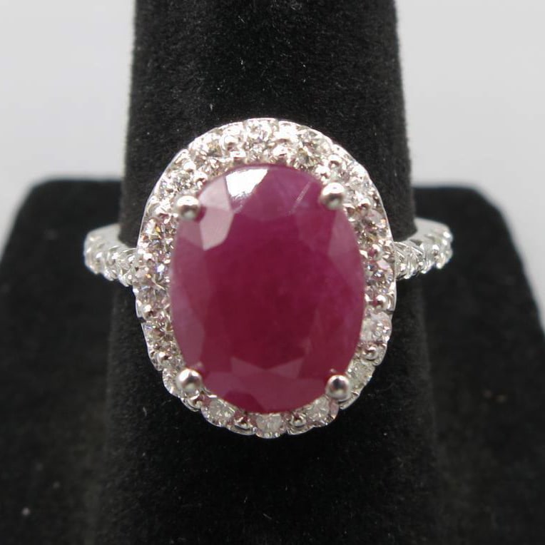 14KT White Gold Ruby & Diamond Ring (1 of 5)