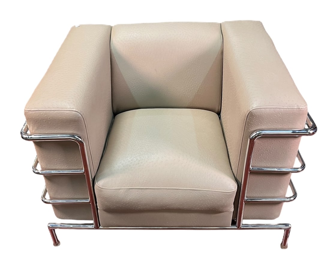 PAIR OF CORBSUIER LC2 CHROME & LEATHER CLUB CHAIRS (1 of 6)