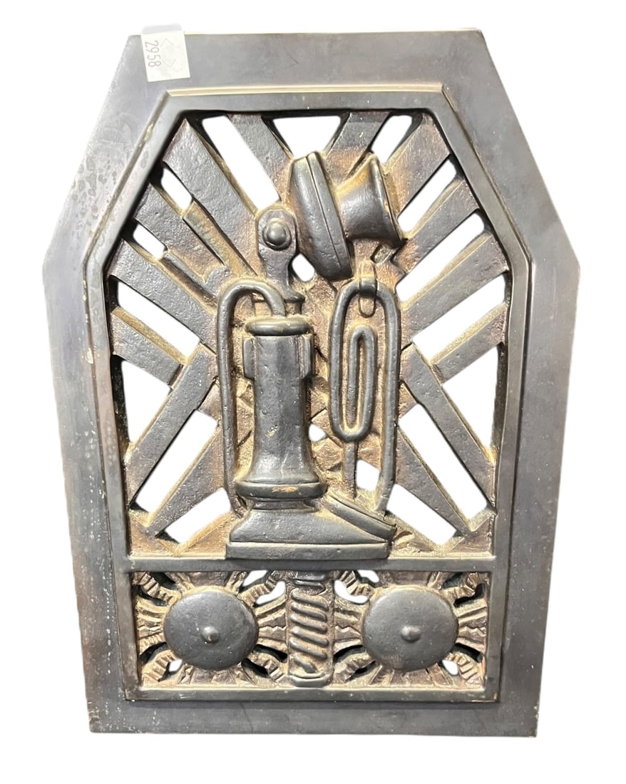 ART DECO STYLE CAST IRON PLAQUE OF TELEPHONE (1 of 4)