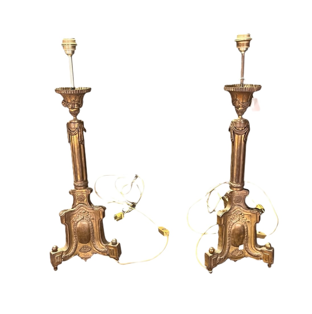 PAIR OF 18th CENTURY CANDLESTICK LAMPS (1 of 4)