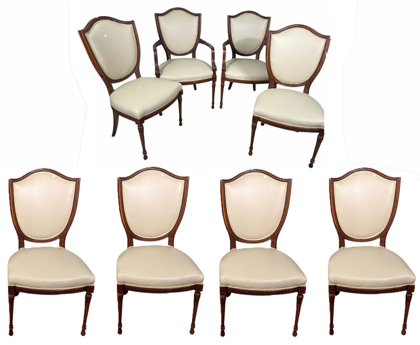 EIGHT SHERATON STYLE SHEILD BACK CHAIRS (1 of 15)