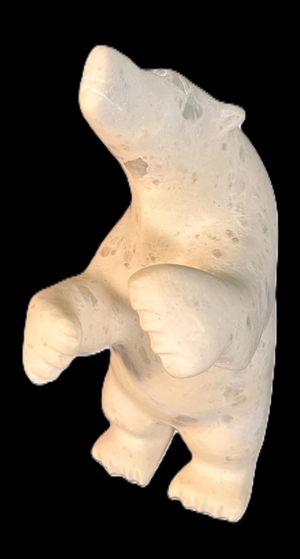 CARVED WHITE MARBLE POLAR BEAR (1 of 3)