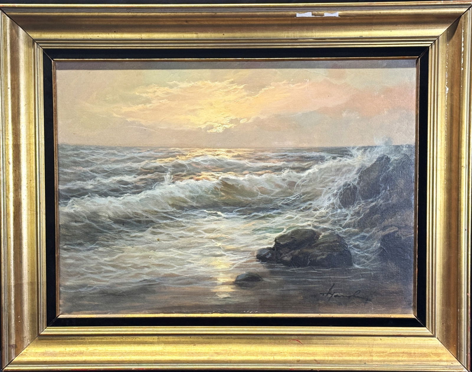 SEASCAPE BY HARDING, OIL ON CANVAS (1 of 3)