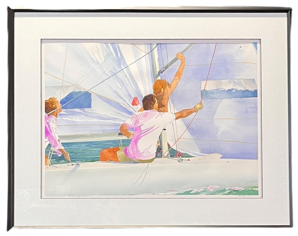 "EYE OF A NEEDLE" WATERCOLOR BY MARC CASTELLI: "EYE OF A NEEDLE" WATERCOLOR BY MARC CASTELLI. Height: 30 in. by Width: 37.5 in. by Depth: 1 IN.