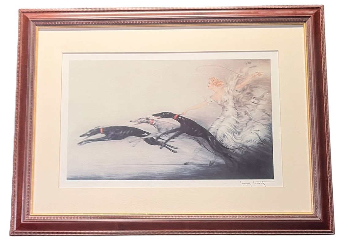 "WOMEN WITH 3 GRAYHOUNDS" LITHOGRAPH BY ICART (1 of 4)