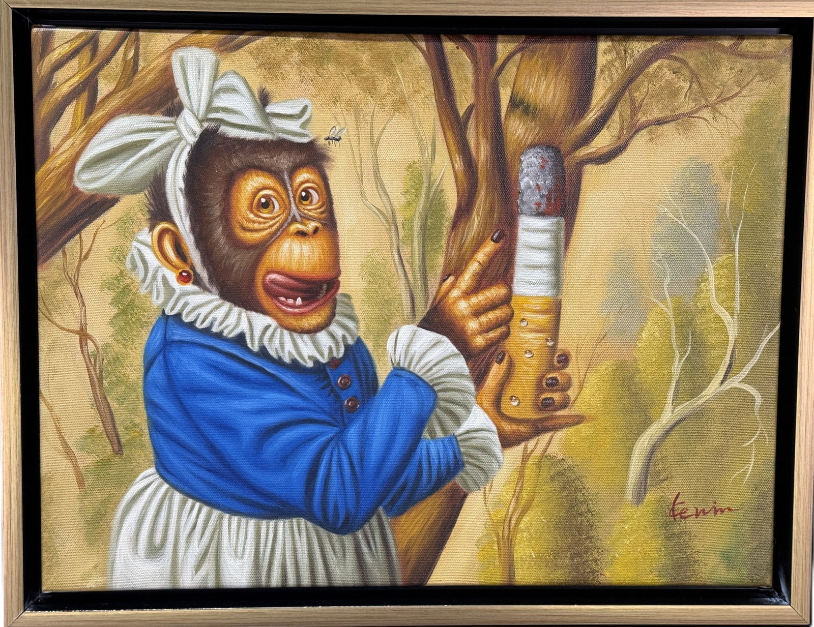 HAND PAINTED MONKEY AFTER DONAL ROLLER WILSON: HAND PAINTED MONKEY AFTER DONAL ROLLER WILSON Height: 13.5 in. by Width: 17.5 in.