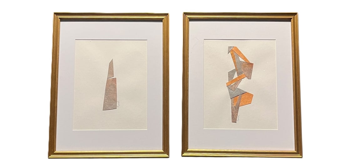 SET OF TWO COLLAGE MIXED MEDIAS SIGNED BY ARTIST (1 of 3)