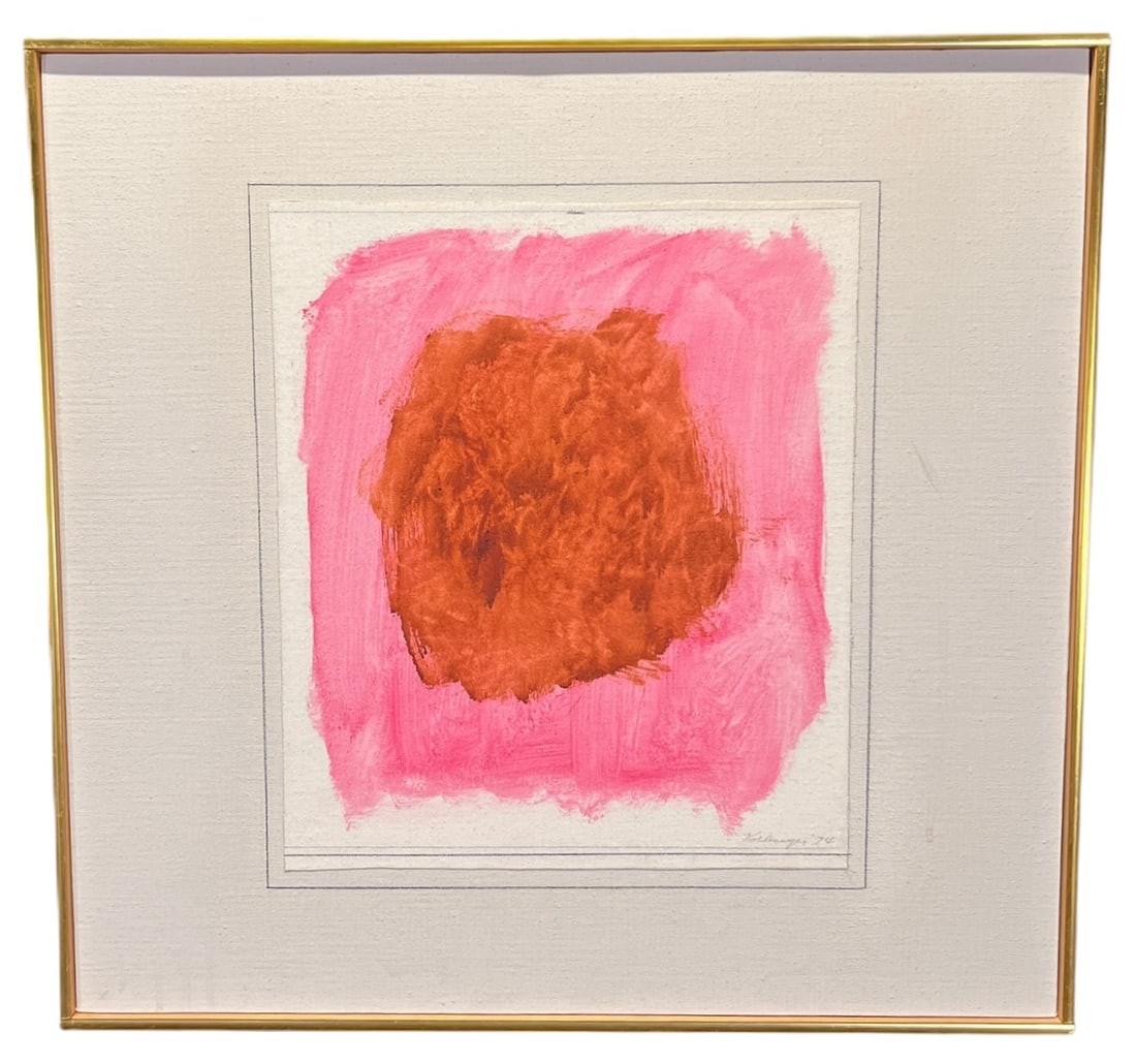 IDA KOHLMEYER " PINK CLUSTER" ACRYLIC, 1974: IDA KOHLMEYER " PINK CLUSTER" ACRYLIC ON CANVAS, 1974. Height: 22.5 & 15 in. by Width: 23.5 & 13 in. by Depth: 1.5 in.