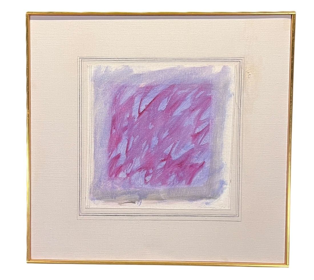IDA KOHLMEYER " VIOLET CLUSTER" ACRYLIC ON CANVAS,: IDA KOHLMEYER " VIOLET CLUSTER" ACRYLIC ON CANVAS, 1974. Height: 22.5 & 13 in. by Width: 23.5 & 13 in. by Depth: 1.5 in.