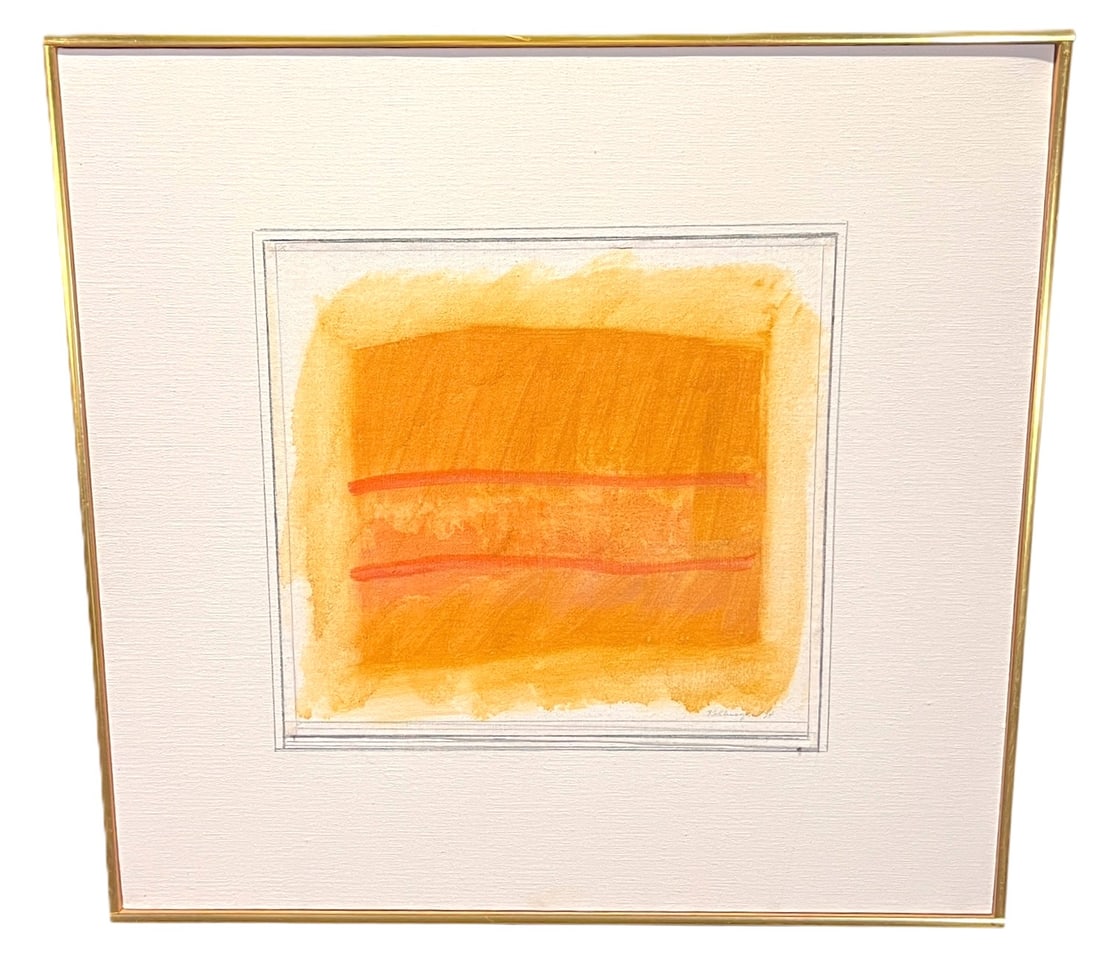 IDA KOHLMEYER "ORANGE CLUSTER" ACRYLIC, 1974: IDA KOHLMEYER "ORANGE CLUSTER" ACRYLIC ON CANVAS, 1974. Height: 22.5 & 13 in. by Width: 23.5 & 13 in. by Depth: 1.5 in.