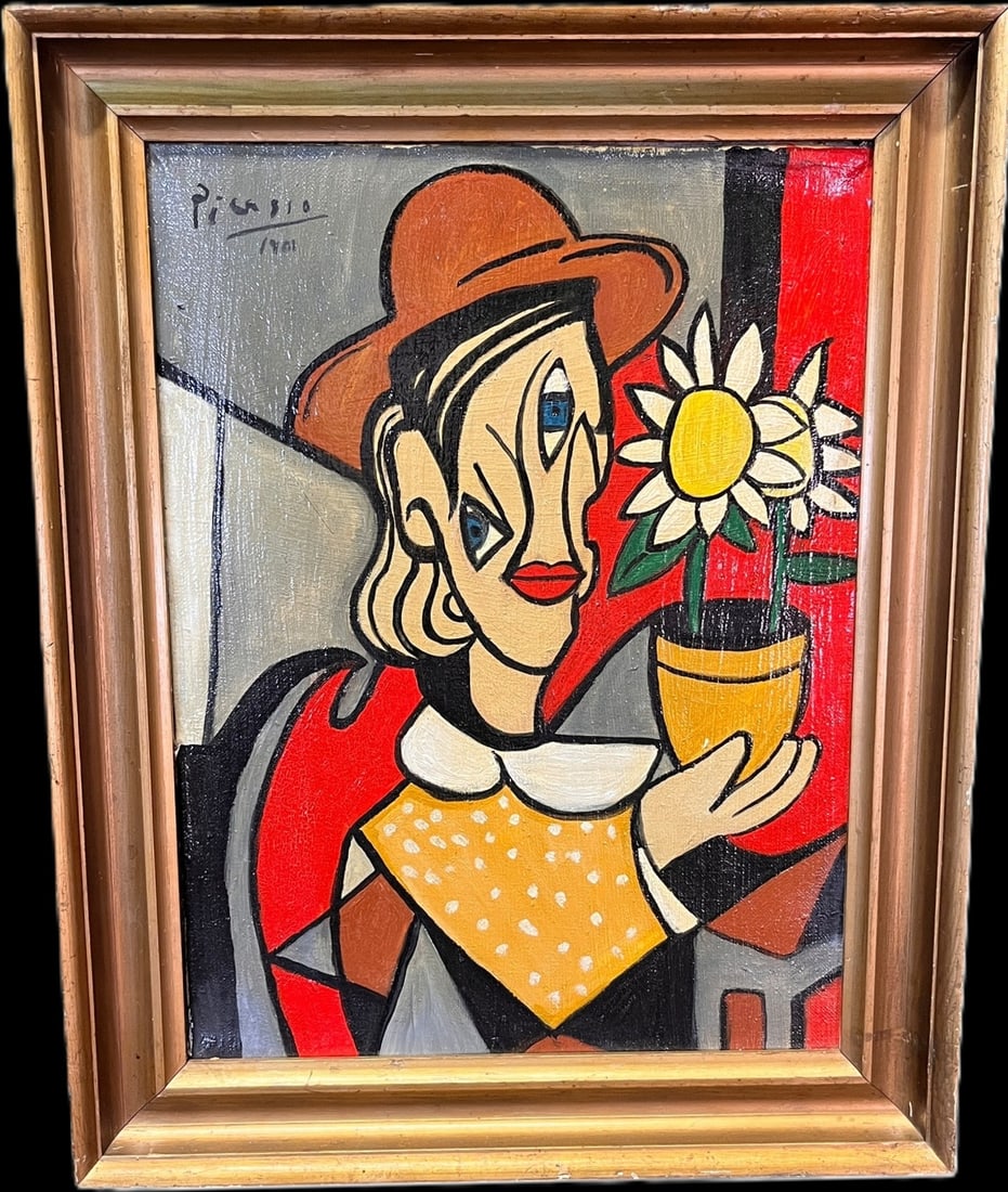 PABLO PICASSO STYLE CUBIST PAINTING OF MAN (1 of 4)