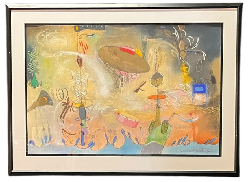 ABSTRACT PASTEL SIGNED BY ANTONIO FARFAN "YYKKXM" (1 of 3)