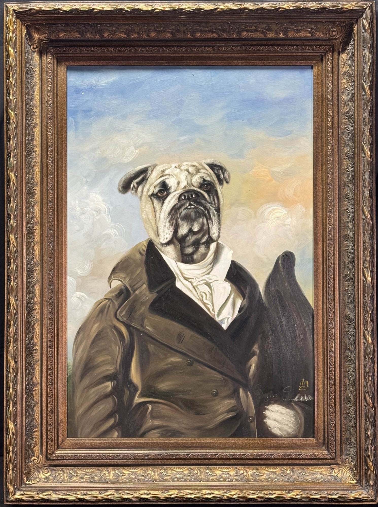 HAND PAINTED DOG IN A SMOKING JACKET (1 of 3)