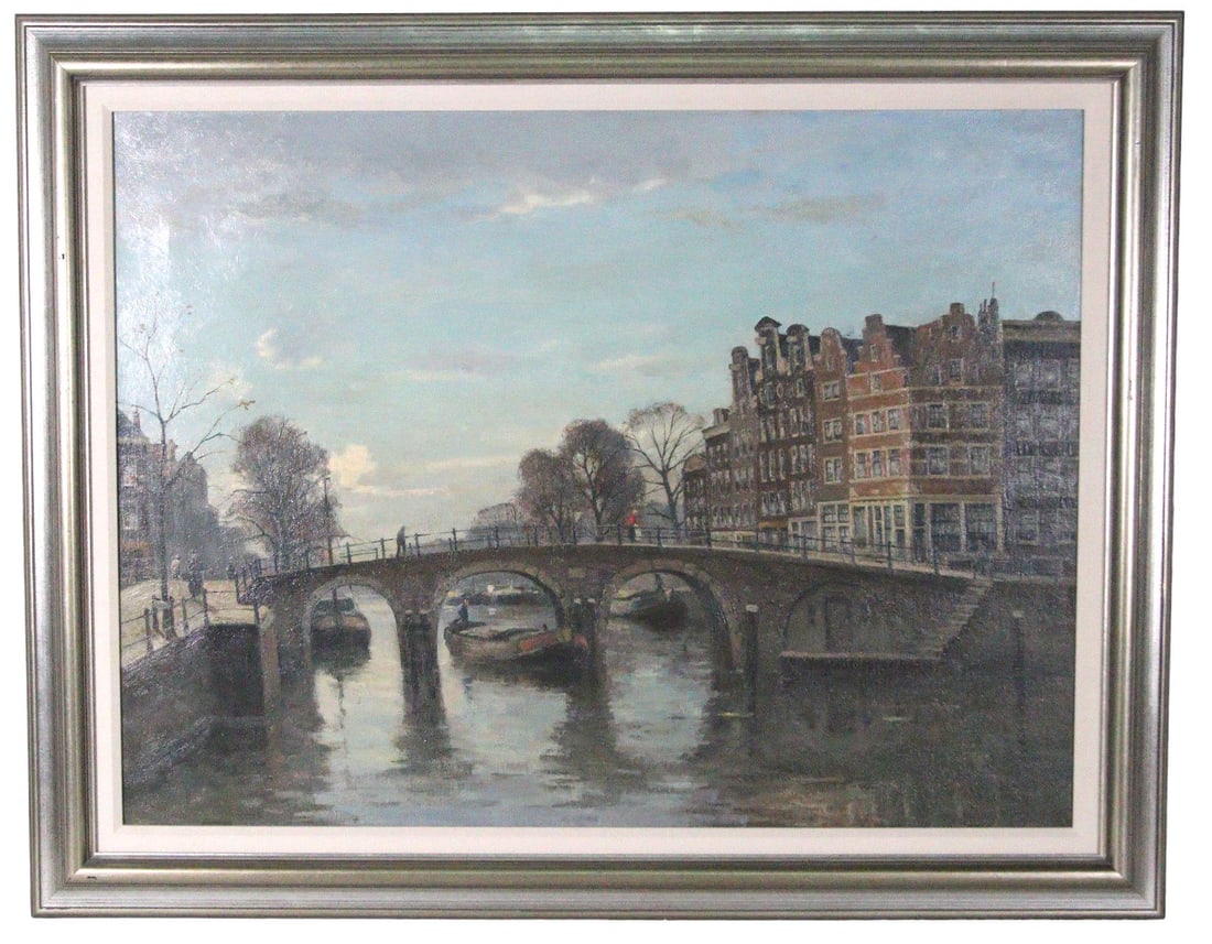 AMSTERDAM CITYSCAPE OIL ON CANVAS BY WILHELM KNIP (1 of 6)