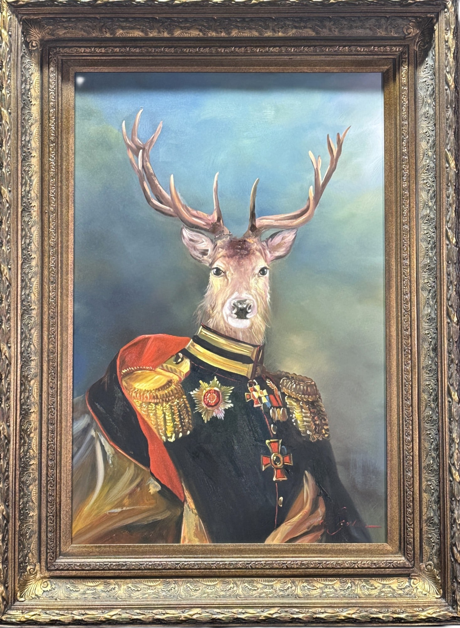 HAND PAINTED DEER IN MILITARY UNIFORM (1 of 4)