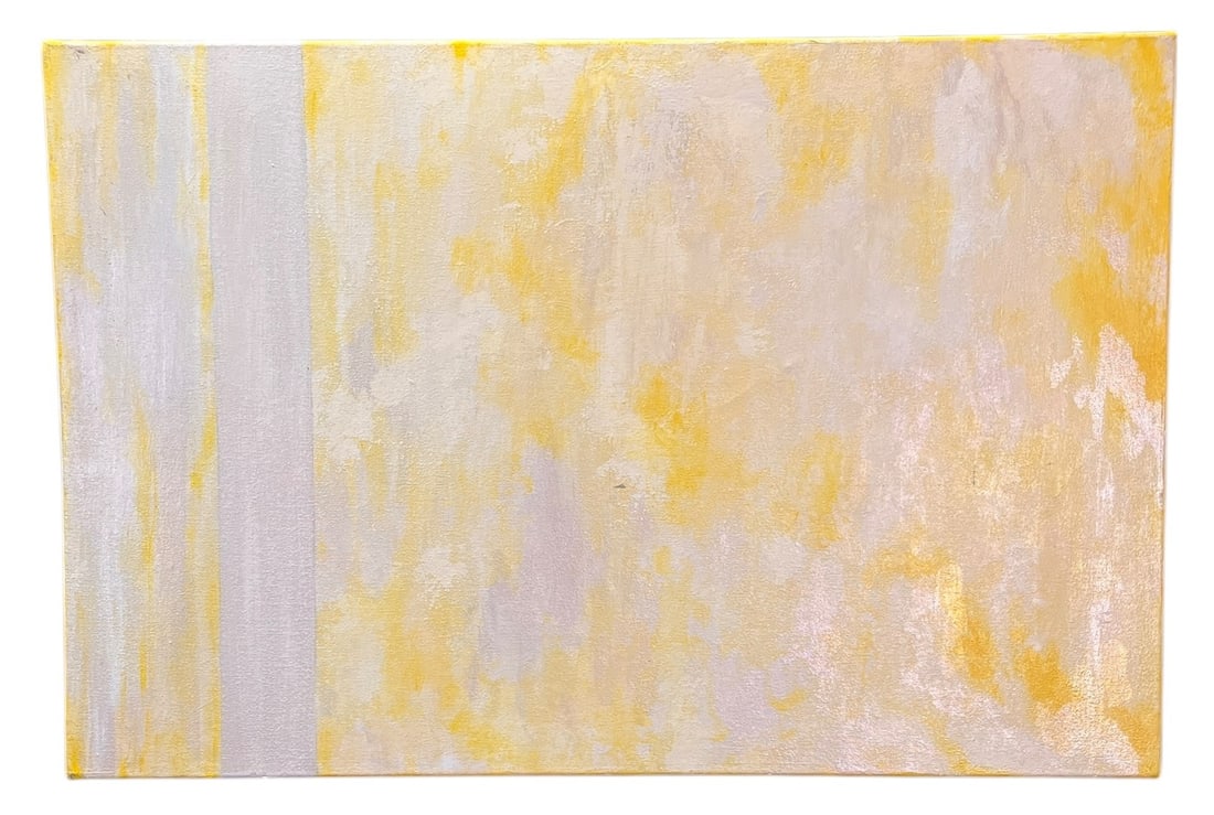 YELLOW/WHITE/GRAY ABSTRACT SIGNED BY K. SANCHEZ (1 of 4)