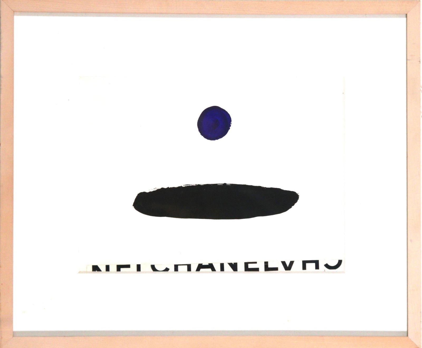 ABSTRACT BLUE DOT ARTWORK: ABSTRACT BLUE DOT ARTWORK FRAMED IN NATURAL WOOD. Height: 19.5" in. by Width: 16.5" in. by Depth: 1.5 in.