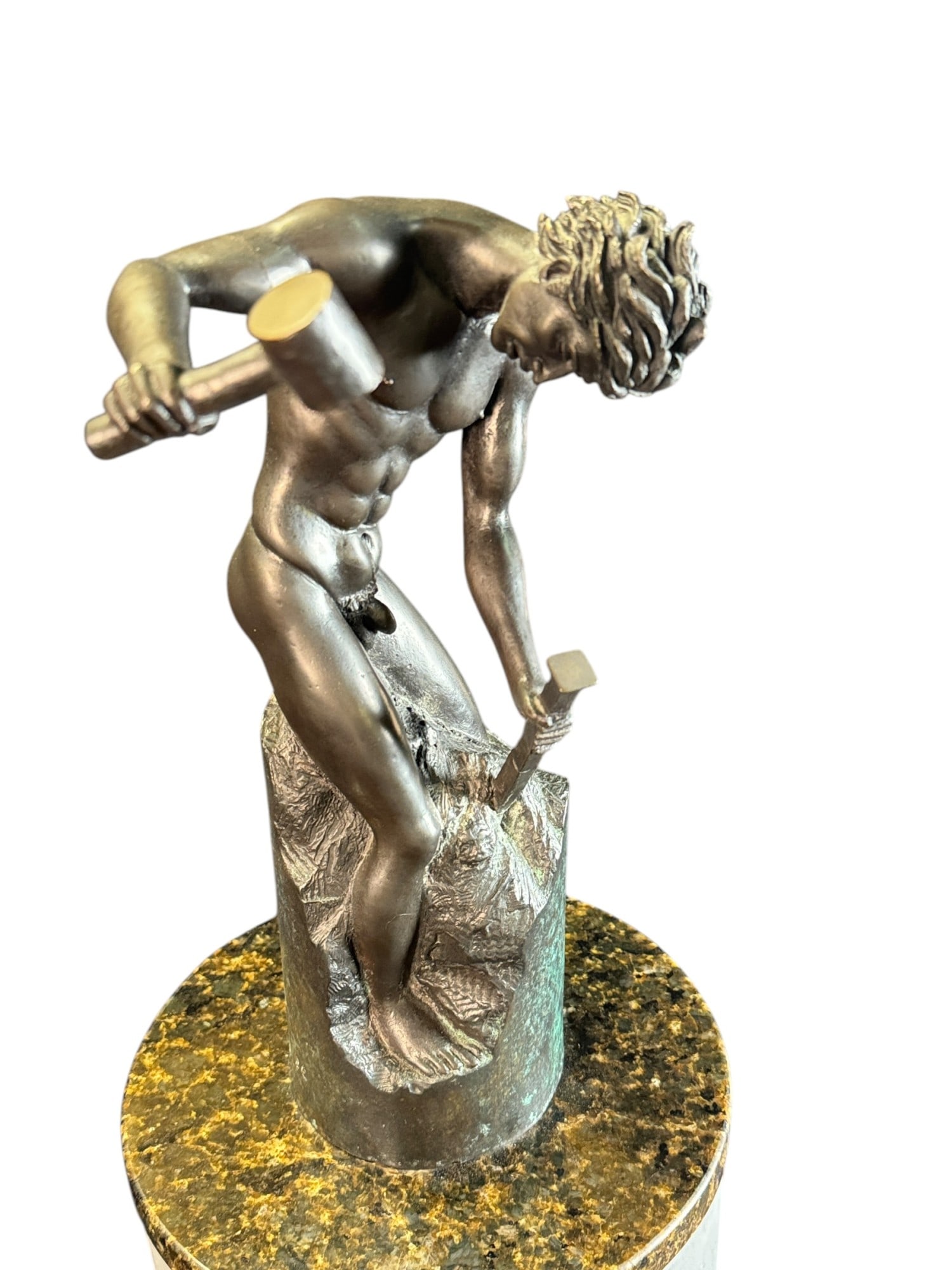 CHOOTI "CHISELING" BRONZE SCUPTURE, 1986: CHOOTI "CHISELING" BRONZE SCUPTURE, 1986. EDITION #3/10 ON PEDESTAL. Height: 52 in. by Width: 8