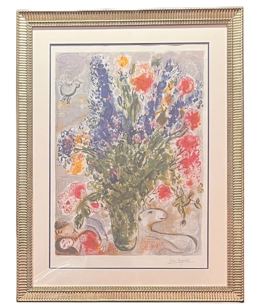 "LES LUPINS BLEURS" PRINT MARC CHAGALL: "LES LUPINS BLEURS" PRINT MARC CHAGALL Height: 44 in. by Width: 34 in. in. by Depth: 1 IN.