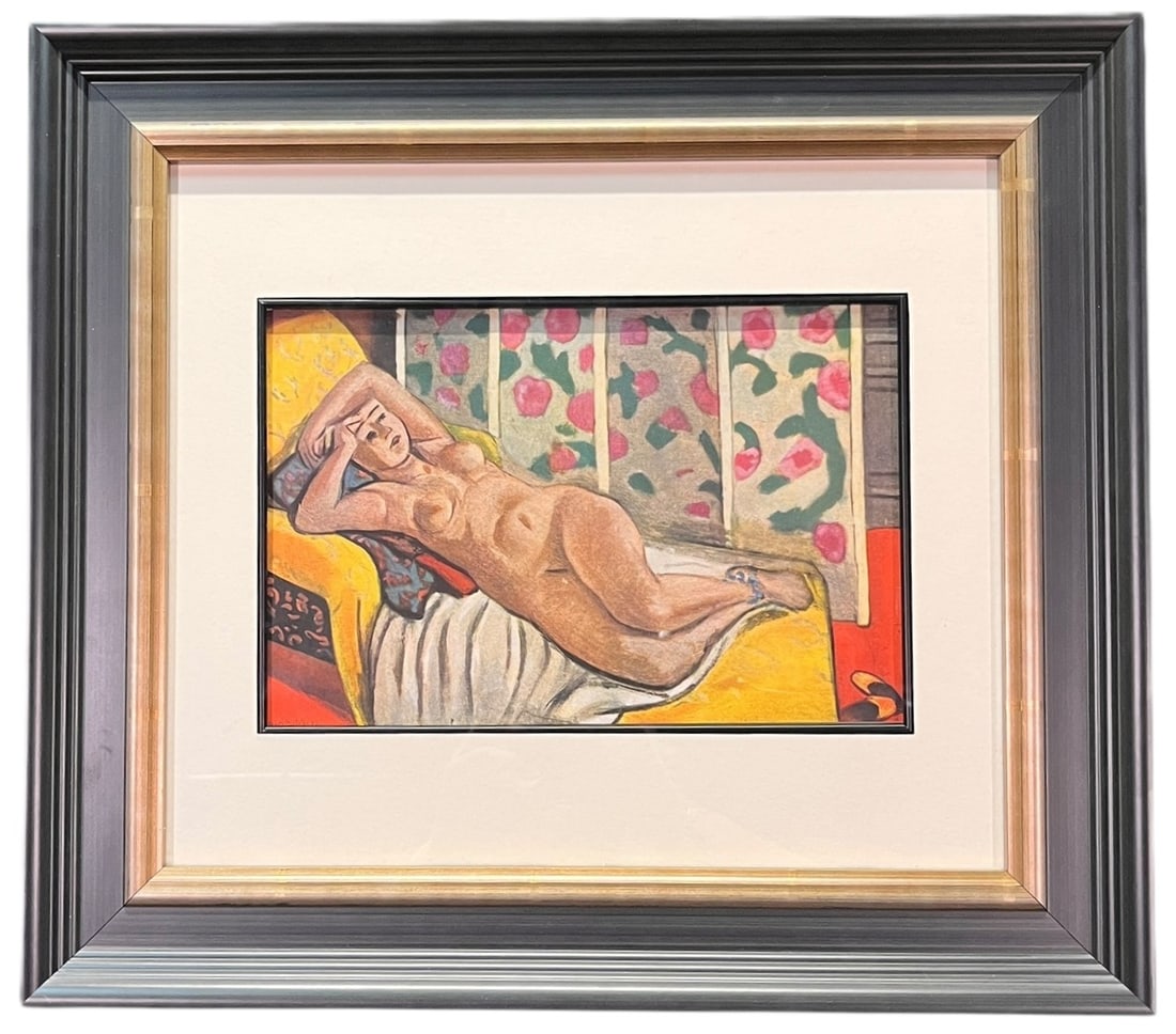 "NU SUR LA CHAISE LONGUE JAUNE" LITHOGRAPH MATISSE: "NU SUR LA CHAISE LONGUE JAUNE" LITHOGRAPH MATISSEArtist: Henri Matisse (France) Title: "Nu Sur La Chaise Longue Jaune" Medium: Offset lithograph after the original on wove paper. Edition: First Editi