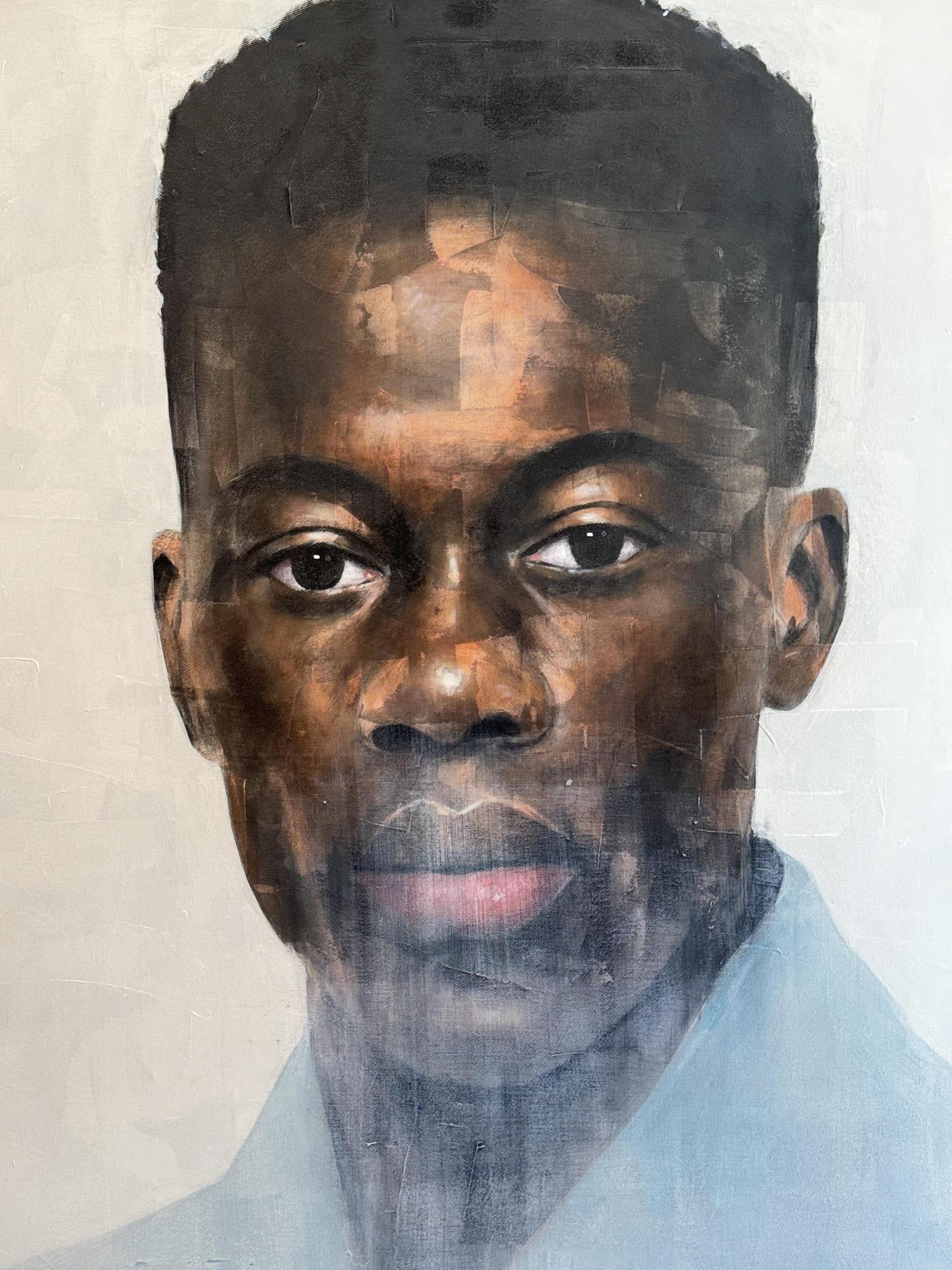 OIL ON CANVAS PORTRAIL BY ODEYEMI OLUWASEAN 2022: OIL ON CANVAS PORTRAIL BY ODEYEMI OLUWASEAN 2022 "RESILIENCE" LAGO NIGERIA. MITOCHONDRIA GALLERY. Height: 44 in. by Width: 36 in.