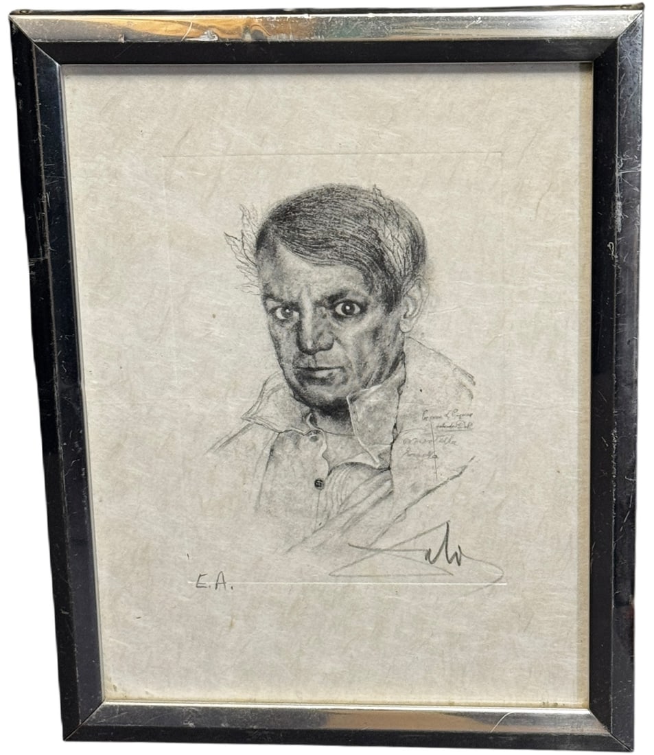 "PORTRAIT OF PICASSO" OFFSET LITHO LITHOGRAPH: "PORTRAIT OF PICASSO" OFFSET LITHO LITHOGRAPH BY DALI SIGNED LOWER RIGHT Height: 10.5 in. by Width: 8.5 in.
