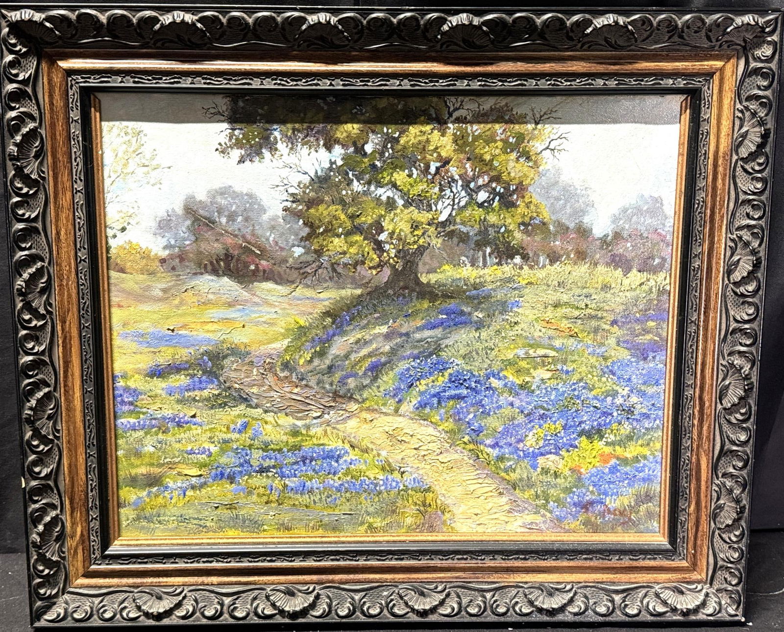 ROBERT WOOD "BLUEBONNETS" OIL ON CANVAS (1 of 8)