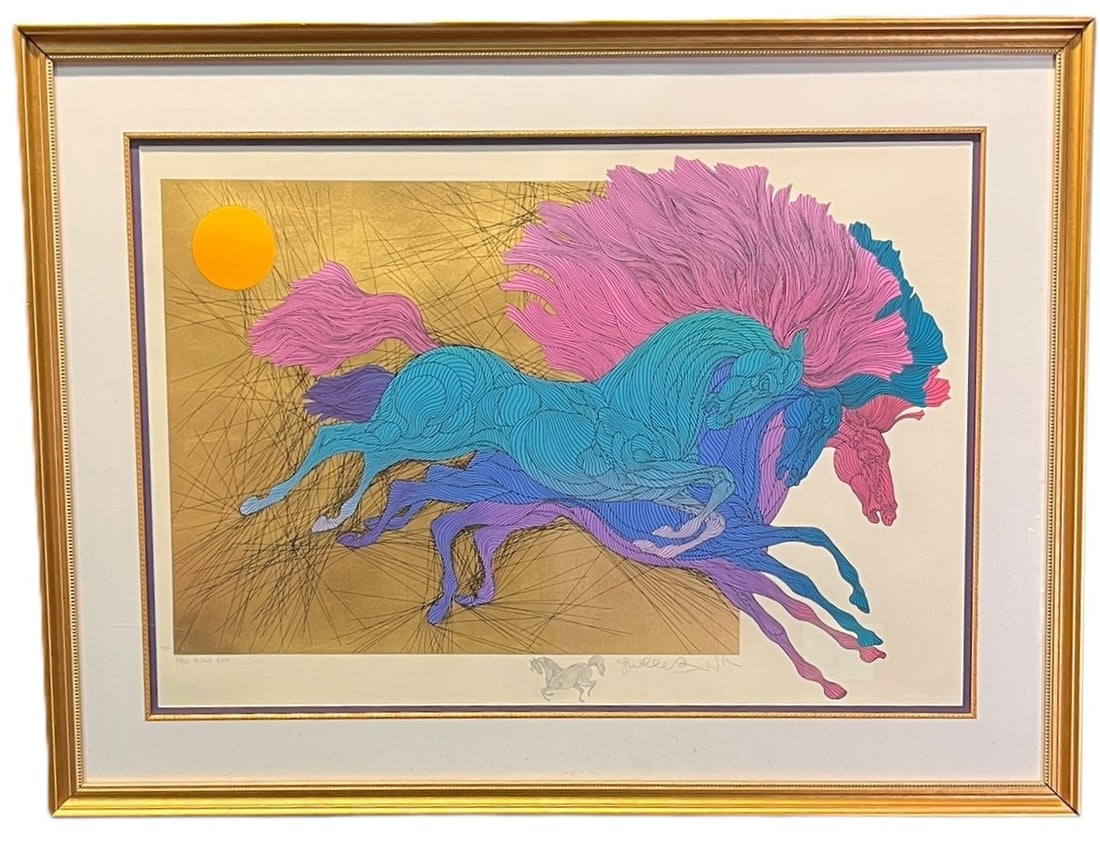 "LE SAUT" GOLD LEAF SILKSCREEN BY GUILLAUME (1 of 5)