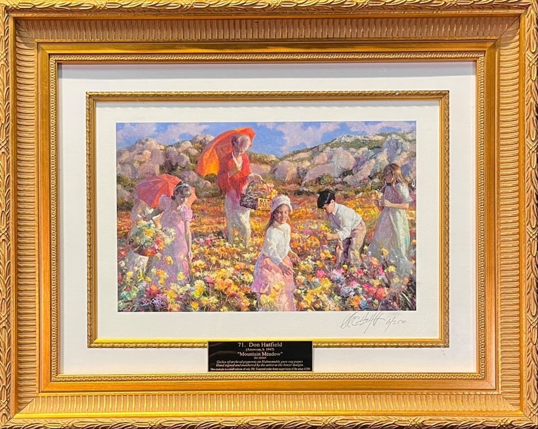 "MOUNTAIN MEADOW" 23/25 GICLEE BY DON HATFIELD: "MOUNTAIN MEADOW" 23/25 GICLEE BY DON HATFIELD. Artist: DON HATFIELDTitle: "MOUNTAIN MEADOW",Medium: Gicl?e of archival pigments on Hahnemuhle pure rag paper. Hand signed and numbered by the Artist in