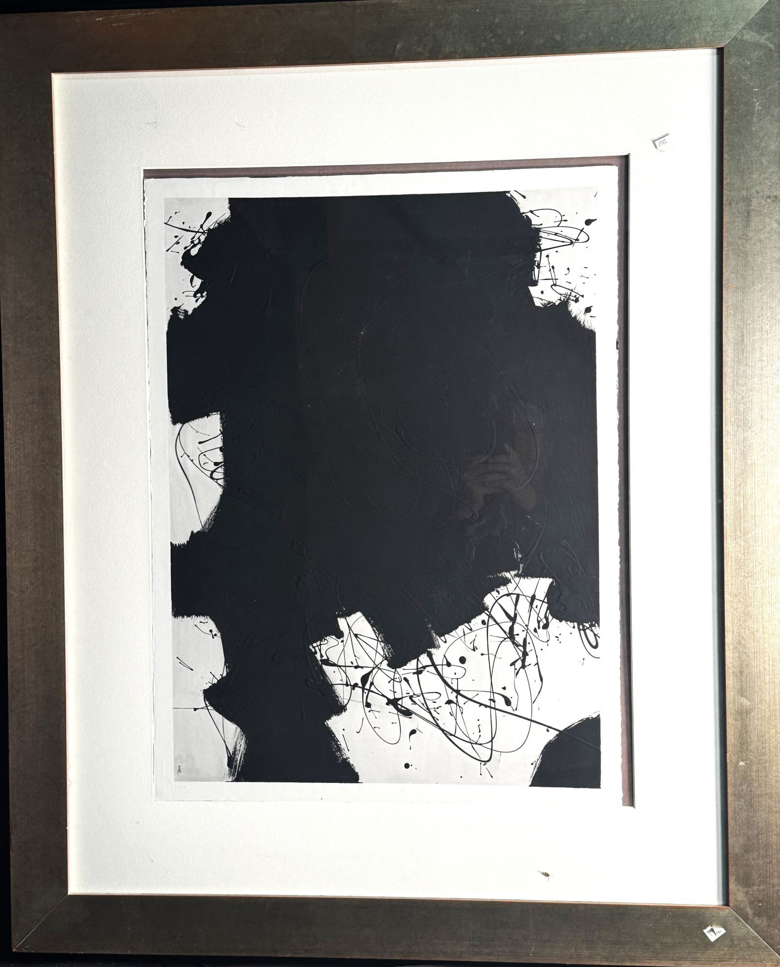 LARGE FRAMED BLACK AND WHITE ABSTRACT (1 of 3)