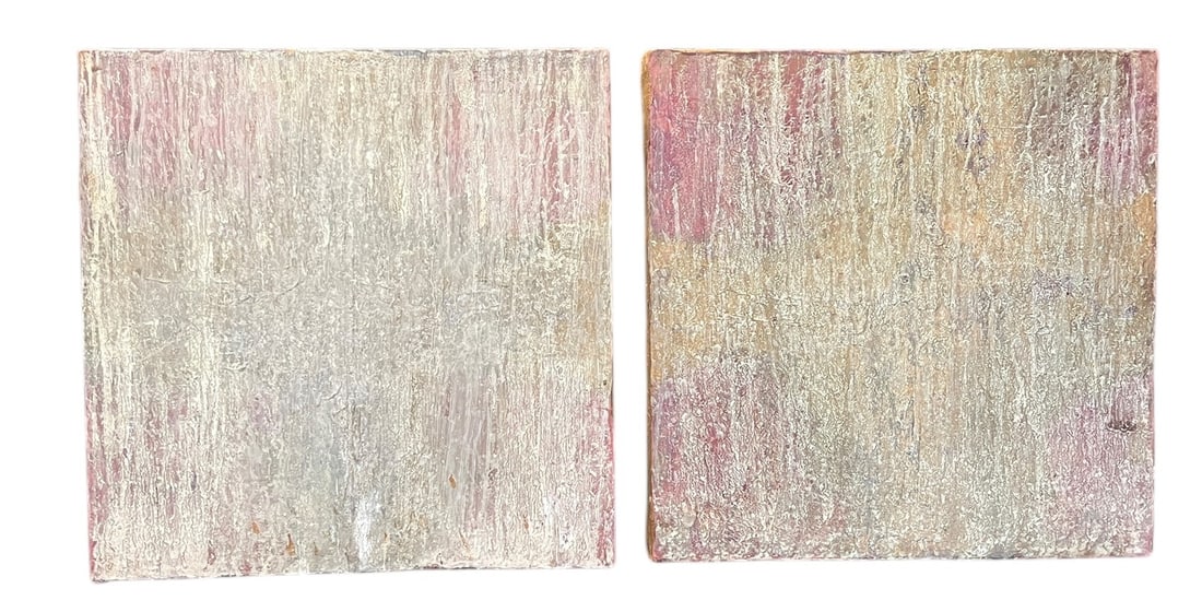PAIR OF ABSTRACTS ON WOOD/FABRIC BY DR. CAMPBELL (1 of 8)