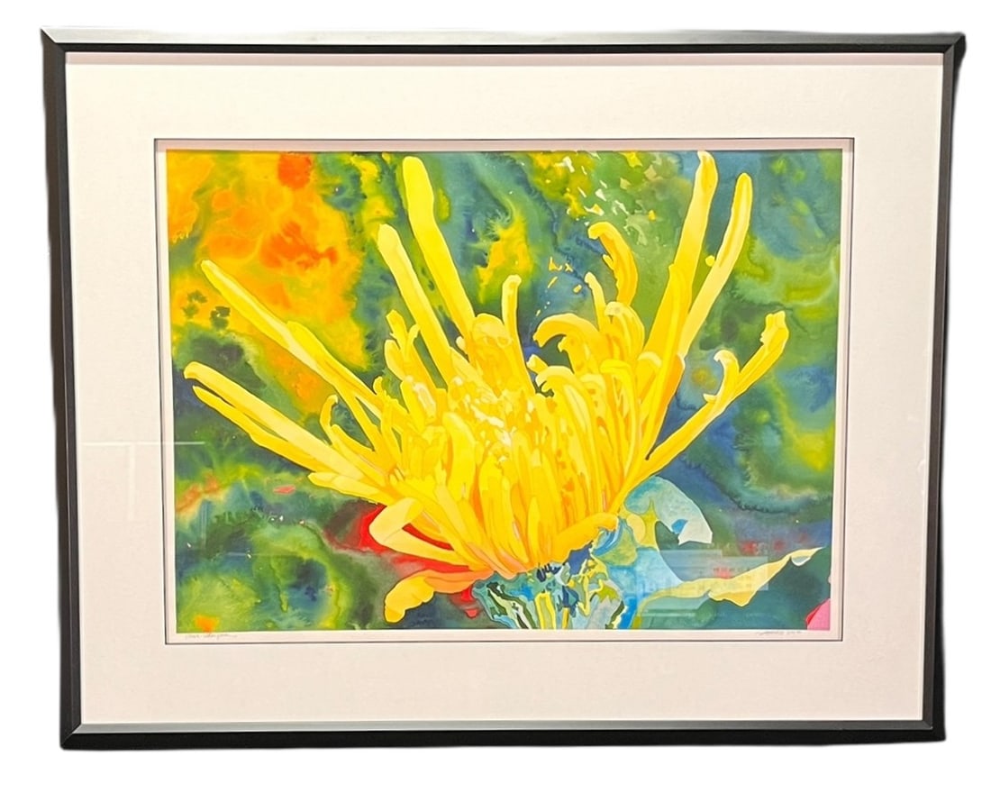 MARC CASTELLI "SOLAR FLARE" WATERCOLOR: MARC CASTELLI "SOLAR FLARE" WATERCOLOR, PENCIL SIGNED. Height: 30 in. by Width: 38 in. by Depth: 1 in.