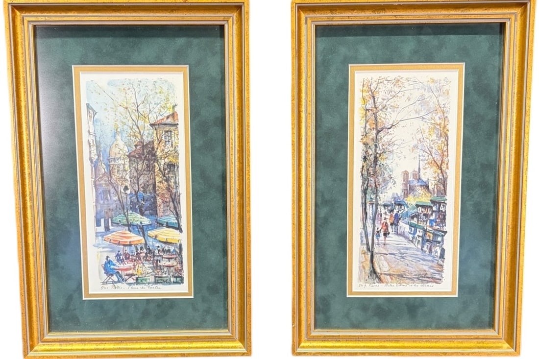 PAIR OF LUCIEN DELANUE PARIS WATERCOLORS (1 of 5)