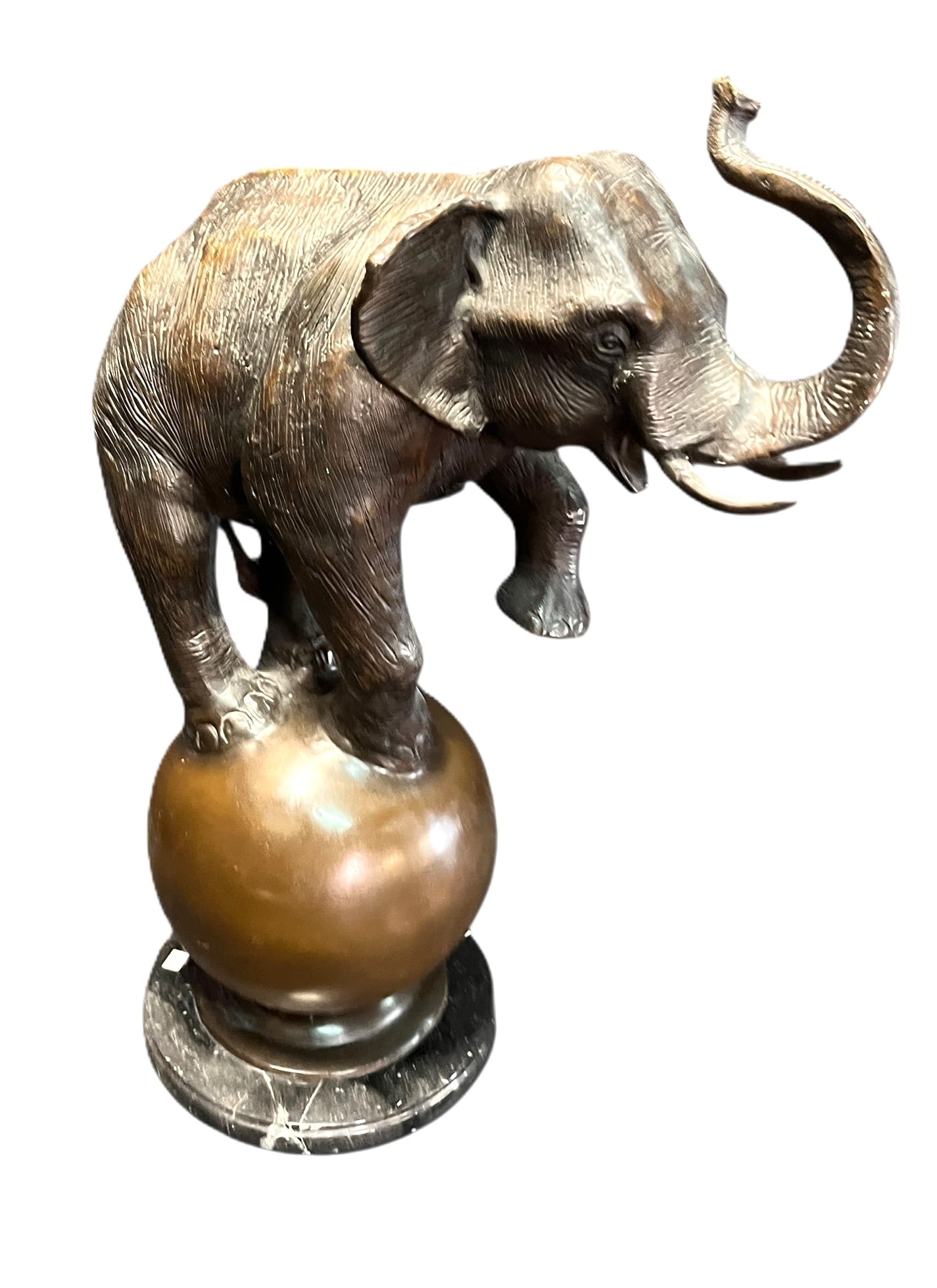 BARYE BRONZE ELEPHANT ON MARBLE PEDESTAL (1 of 5)