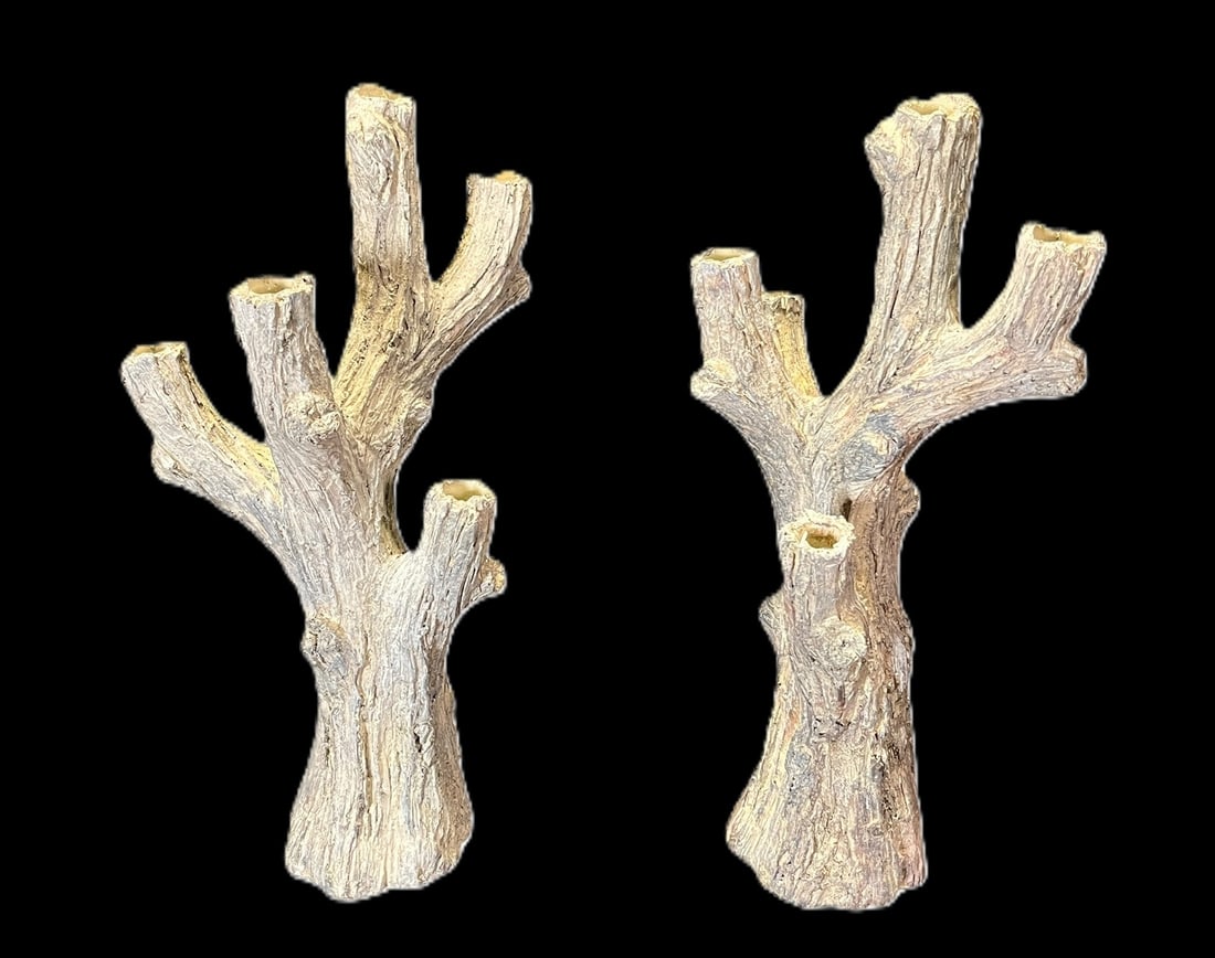 PAIR OF FAUX BOIS CANDLESTICKS (1 of 2)