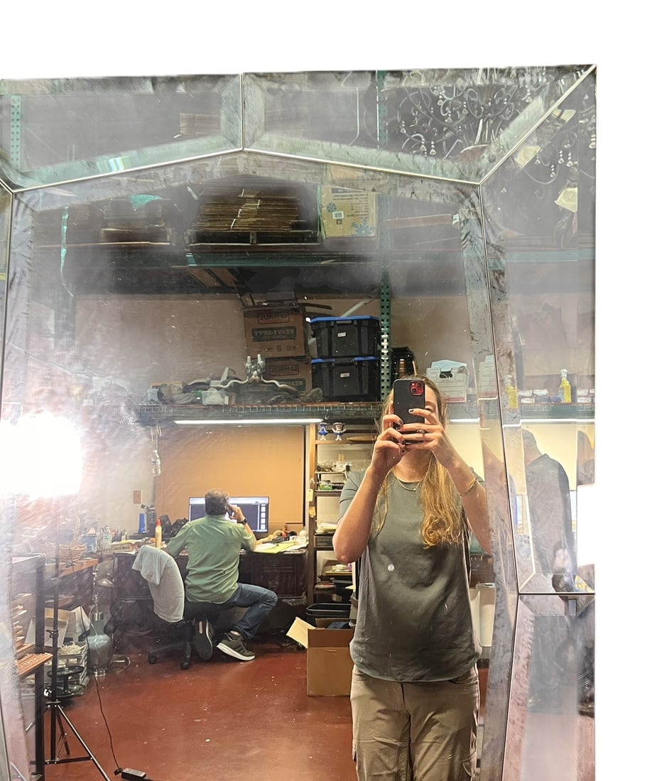 MCM-STYLE CHROME FRAMED MIRROR - 2