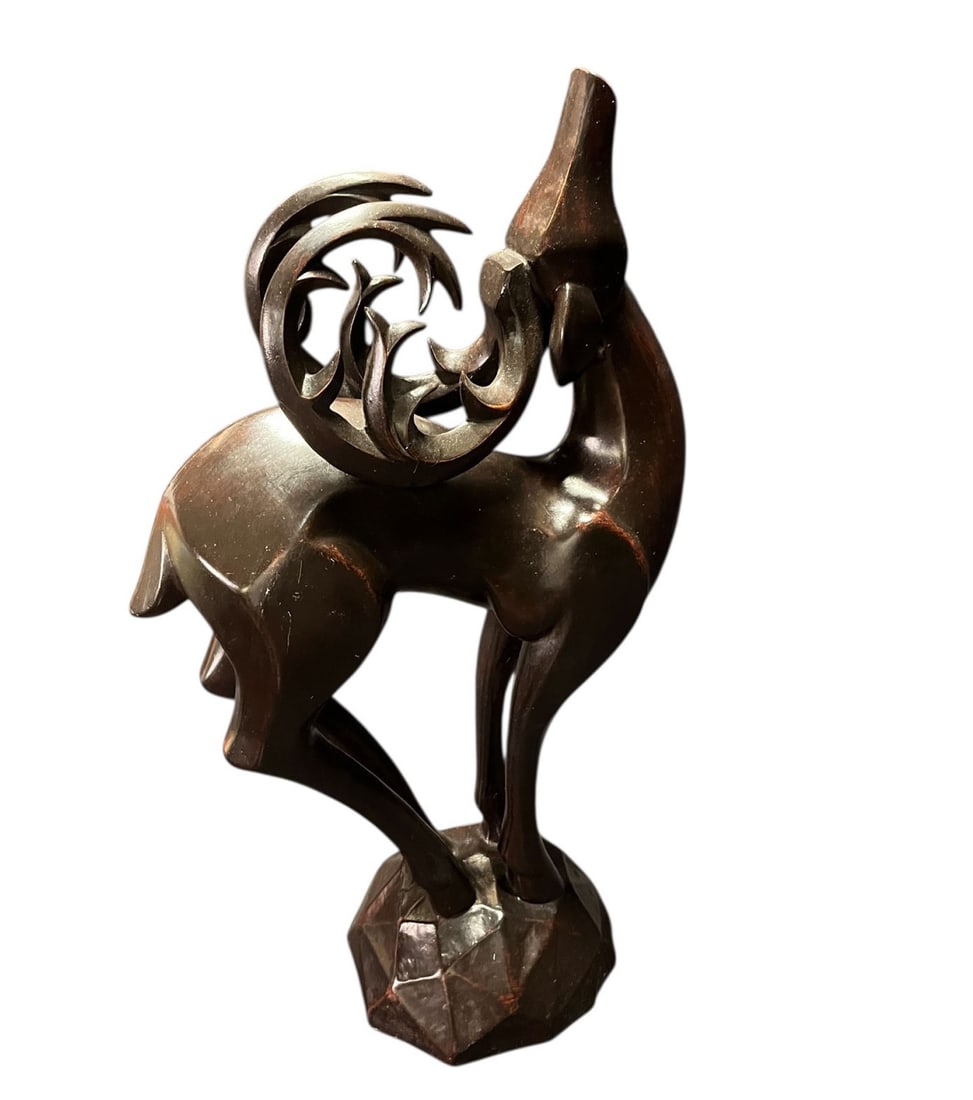 ART DECO STYLE RESIN RAM FIGURE: ART DECO STYLE RESIN RAM FIGURE. Height: 10 in. by Width: 10 in. by Depth: 6 in.