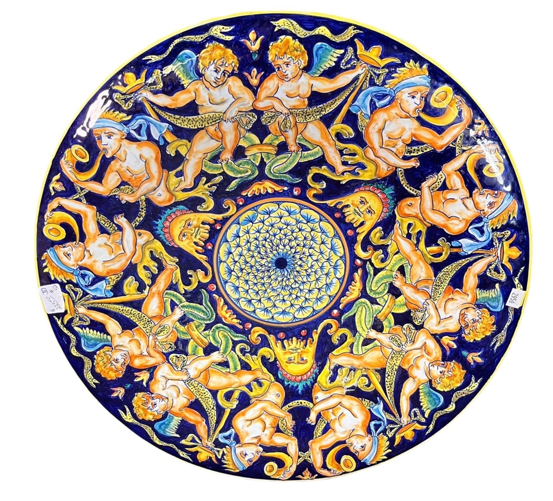 ITALIAN CERAMIC POTTERY PLATE: ITALIAN CERAMIC POTTERY PLATE. Height: 16.4 in. by Width: 16.5 in.