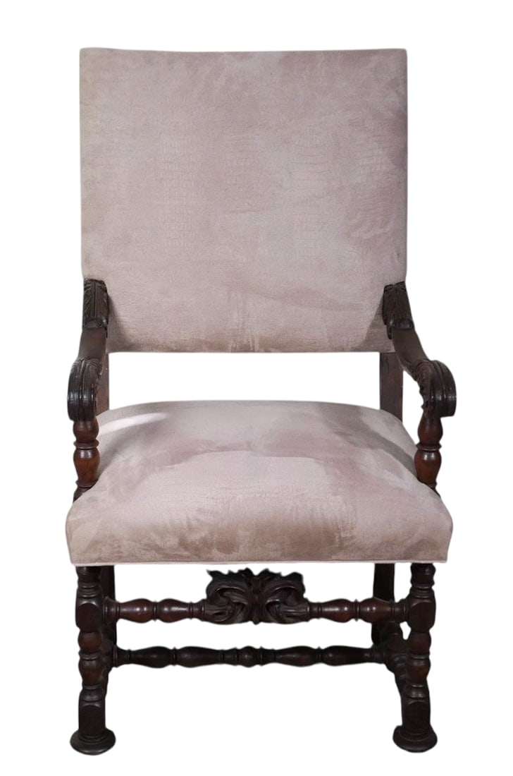 PAIR OF 19th CENTURY JACOBEAN STYLE OAK ARMCHAIRS (1 of 4)