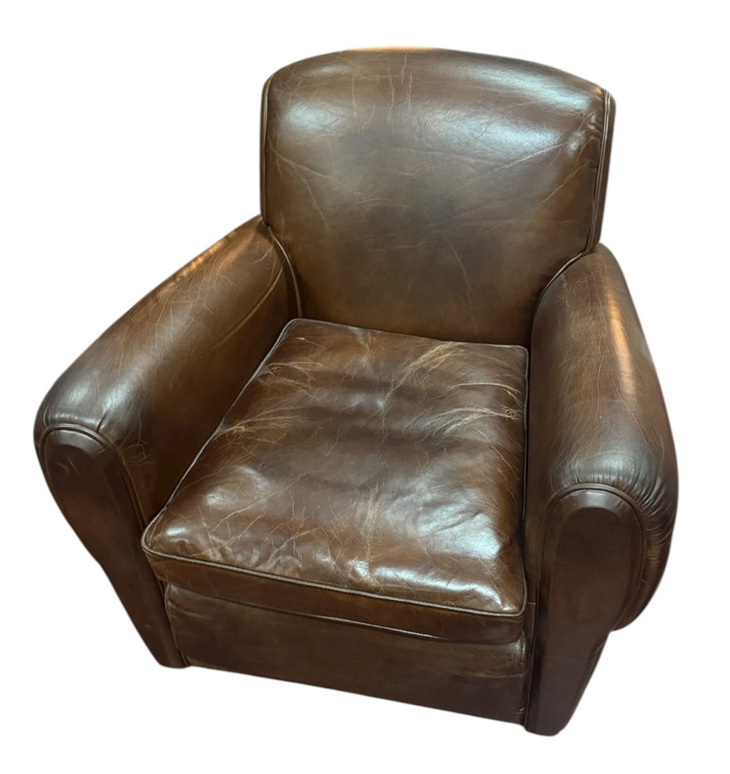 BROWN LEATHER CLUB CHAIR (1 of 4)
