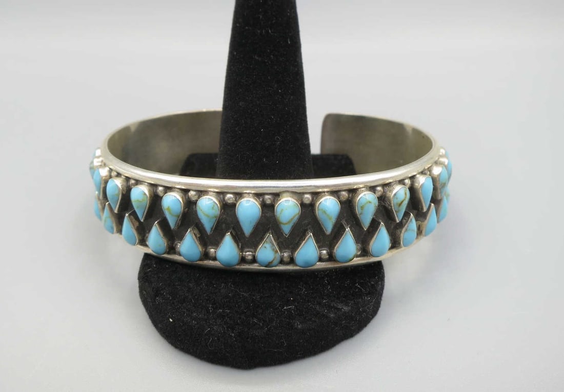 STERLING SILVER TURQUISE CUFF BRACELET (1 of 3)