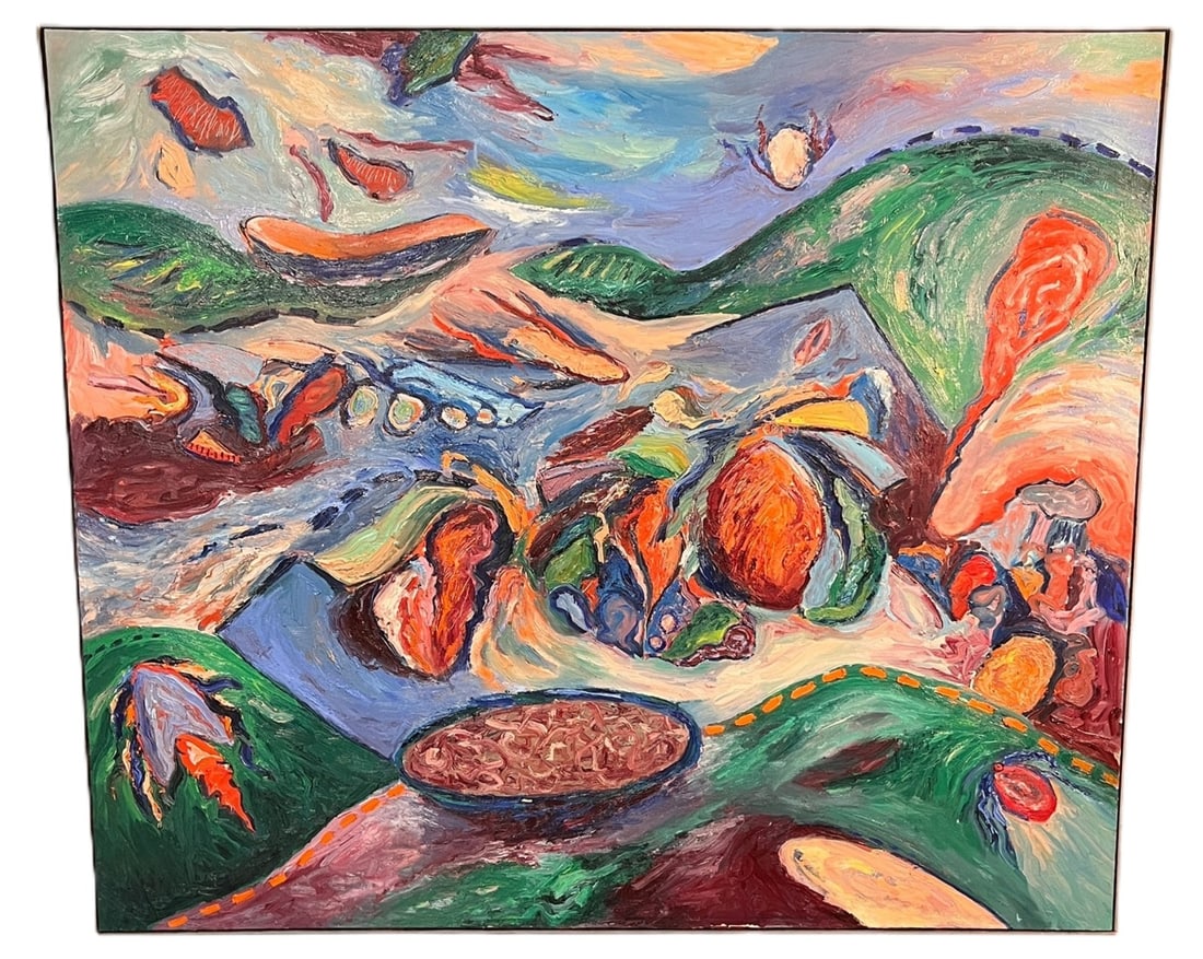 "STROKE" OIL ON CANVAS BY JEFF DELUDE: "STROKE" OIL ON CANVAS BY JEFF DELUDE. Height: 57.5 in. by Width: 66.5 in. by Depth: 2 in.