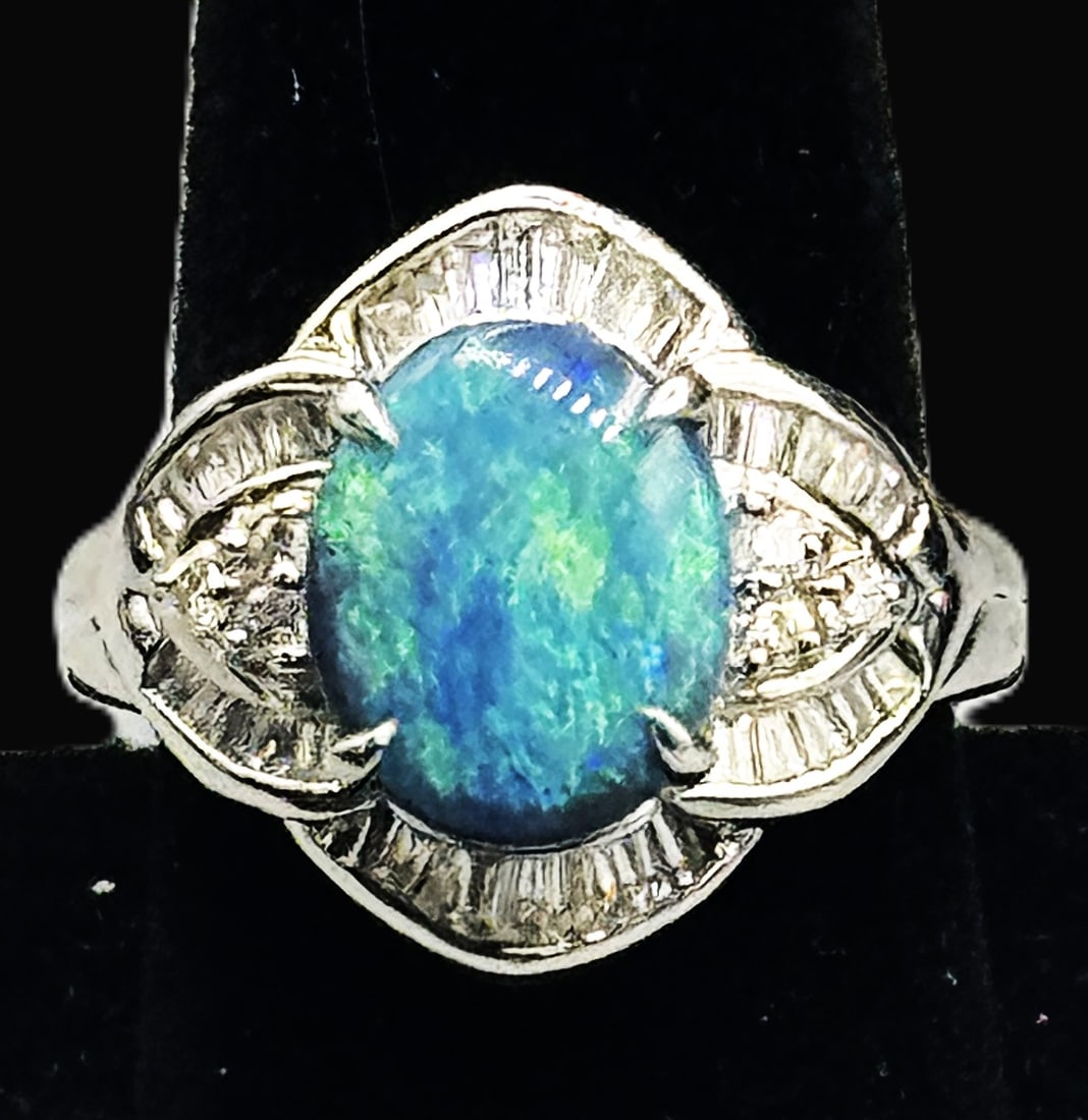 PT900 OPAL & DIAMOND RING - 3