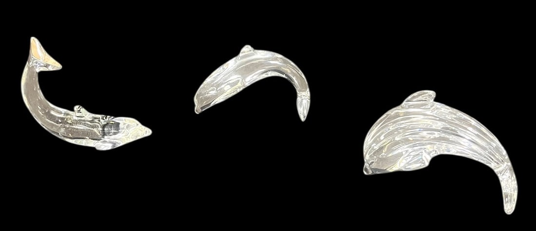 THREE BACCARAT CRYSTAL DOLPHINS - 2