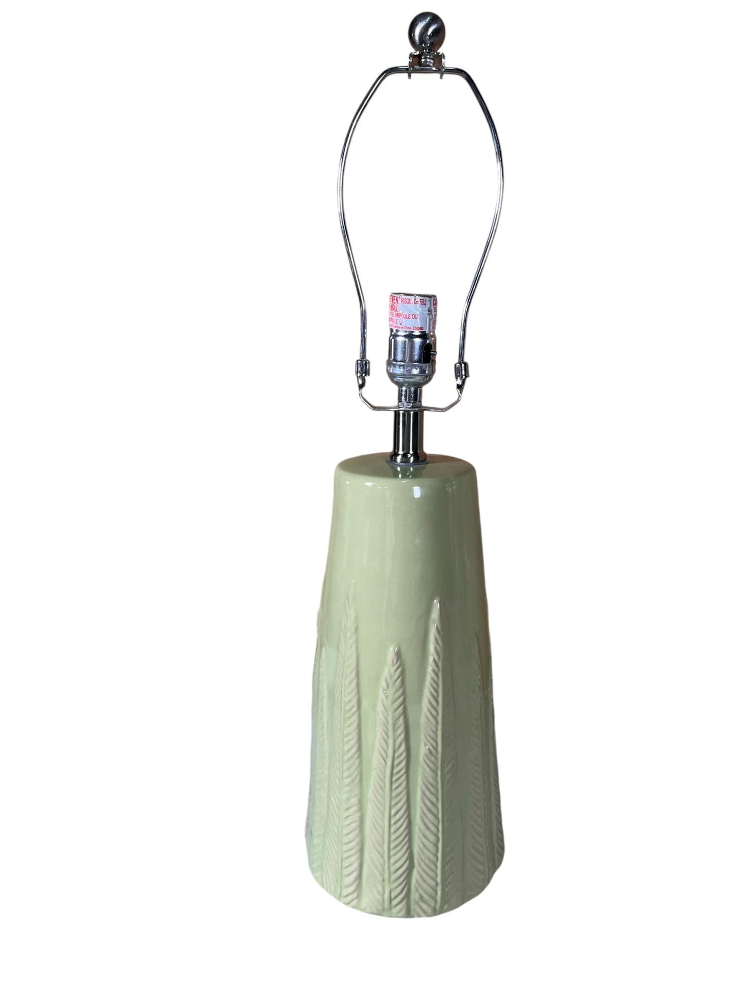 CELEDON GREEN CERAMIC TABLE LAMP: CELEDON GREEN CERAMIC TABLE LAMP. Height: 24 in. by Width: 7 in. by Depth: 7 in.