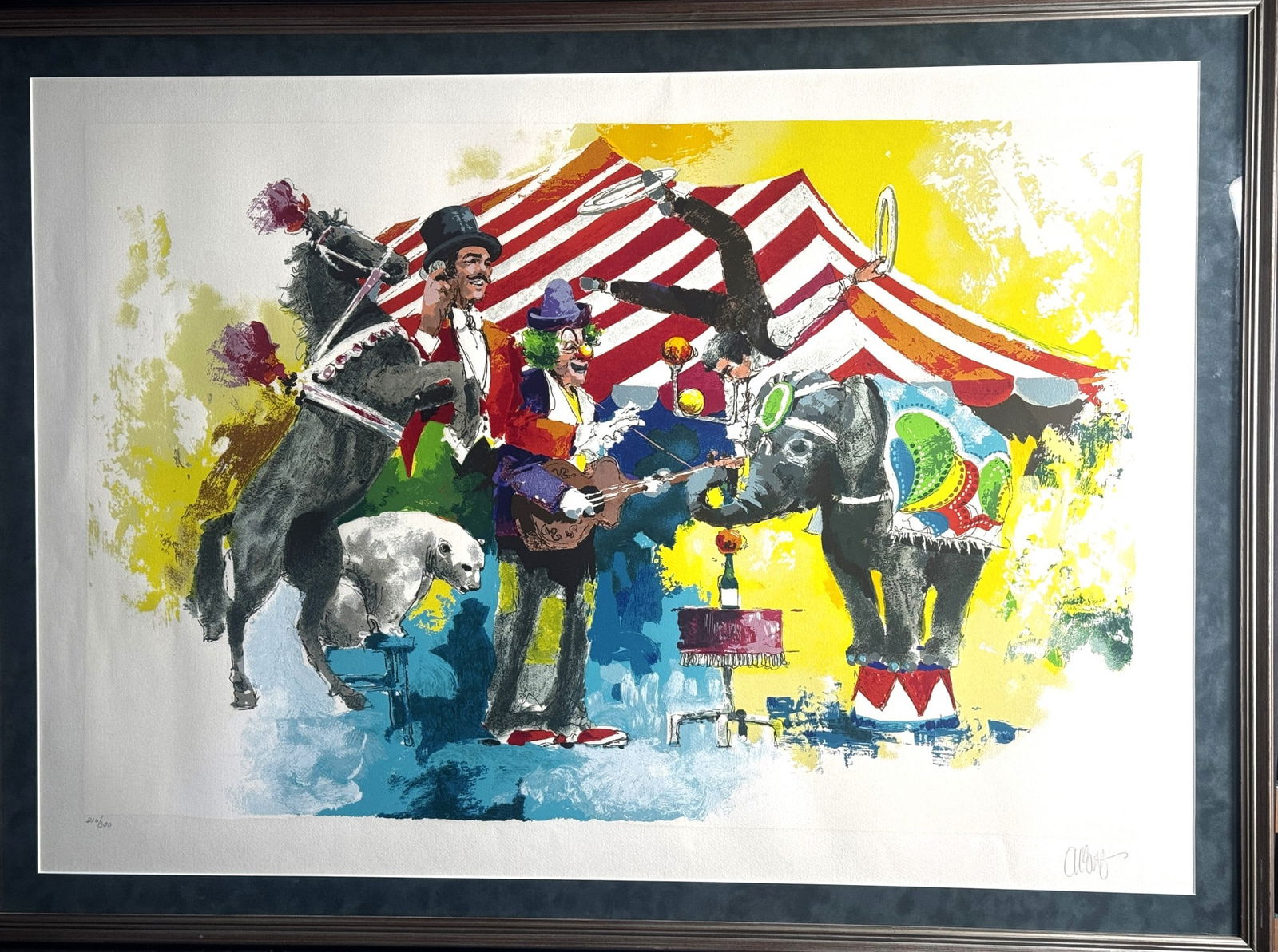 "CIRCUS" BY WAYLAND MOORE, LITHO #216/300: "CIRCUS" BY WAYLAND MOORE LITHOGRAPH, EDITION 216/300. Height: 44 in. by Width: 33 in.