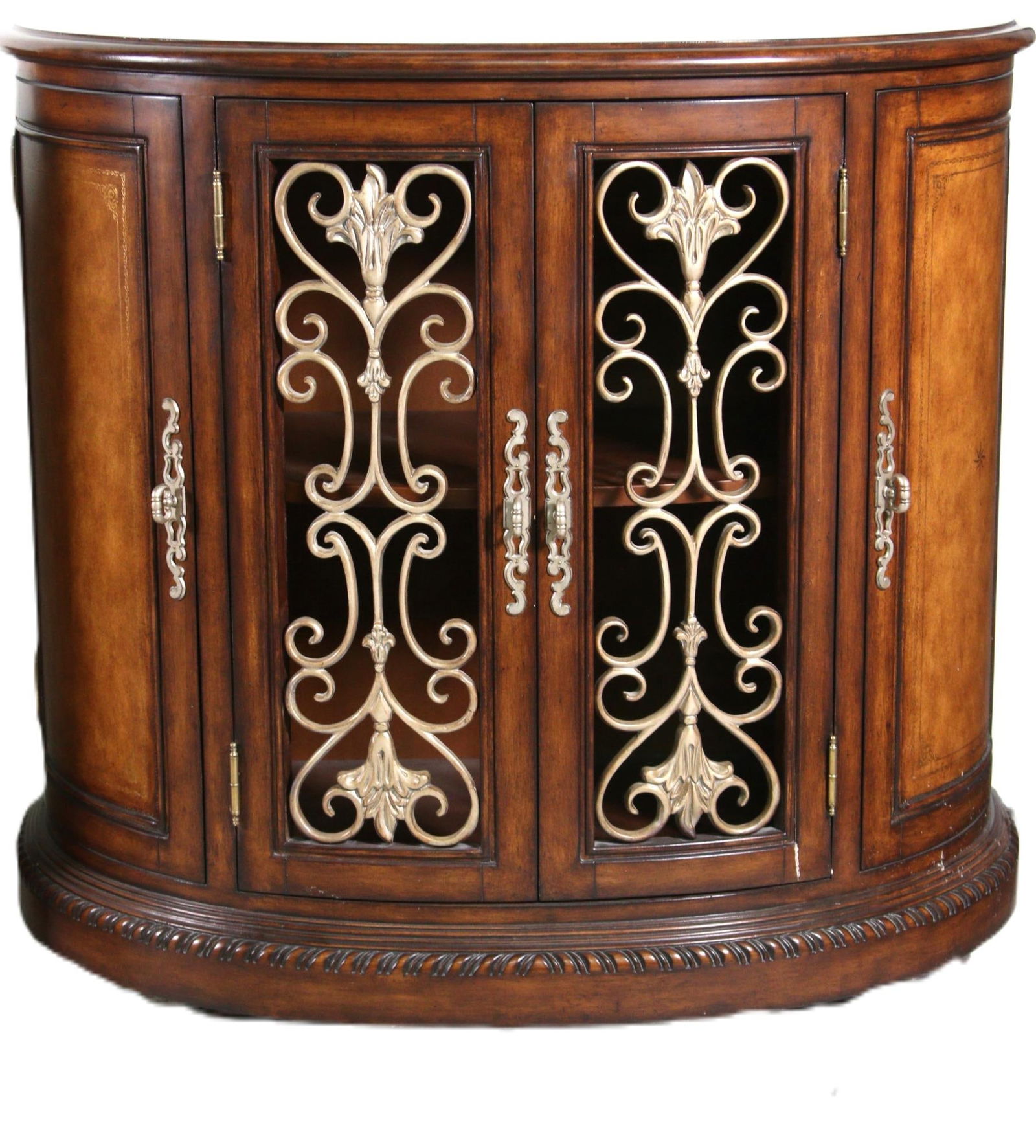DEMILUNE CABINET WITH INTRICATE SCROLLING DETAILS (1 of 4)