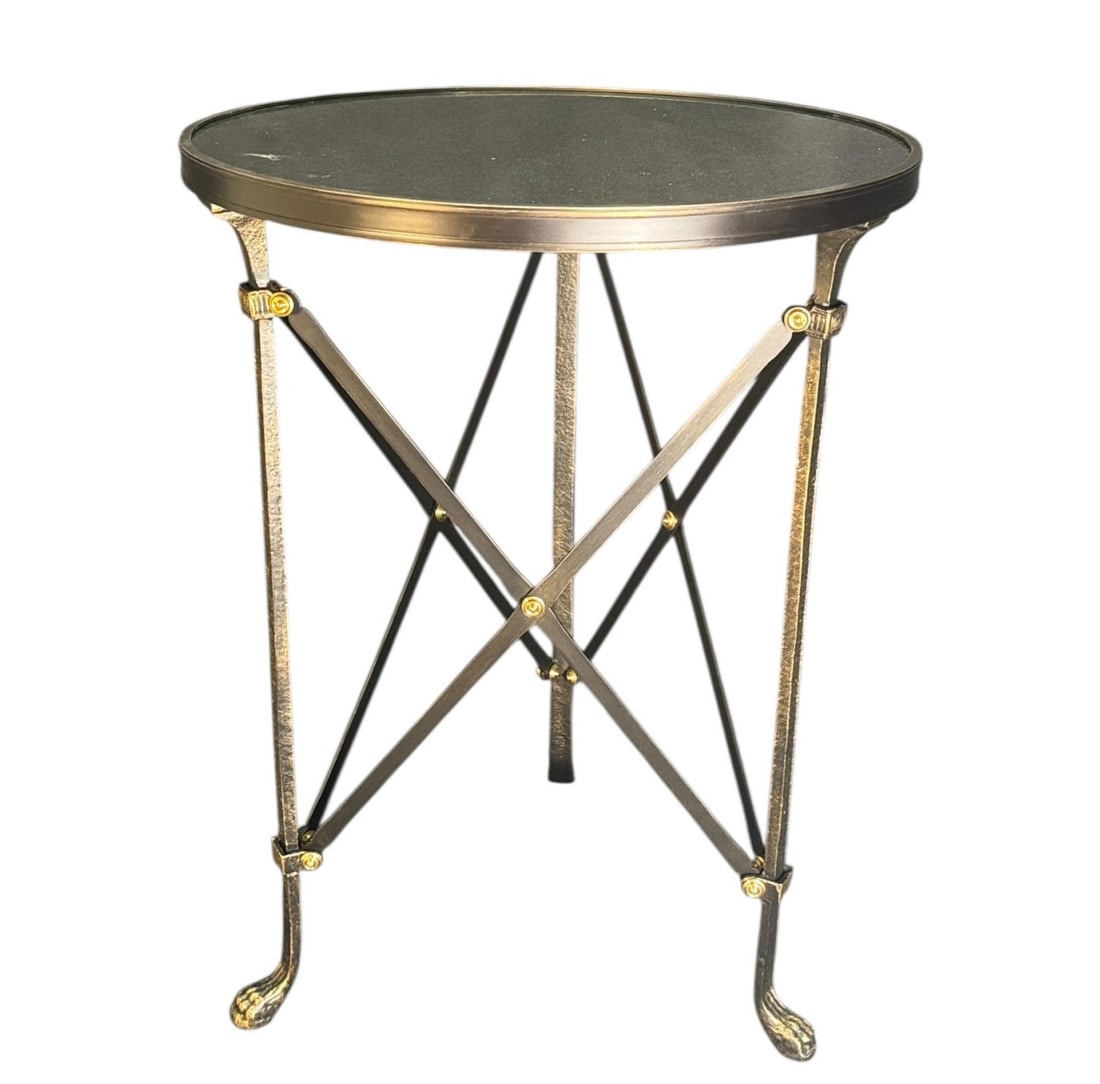 REGENCY STYLE BLACK GRANITE INSET GILT METAL TABLE (1 of 3)